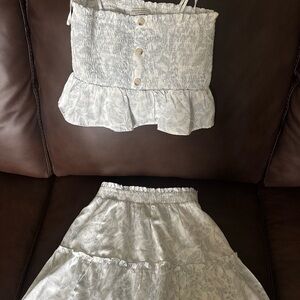 Paper Crane White Floral Skirt Set